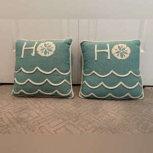 EUC Set of two holiday nautical “hoho“ pillows